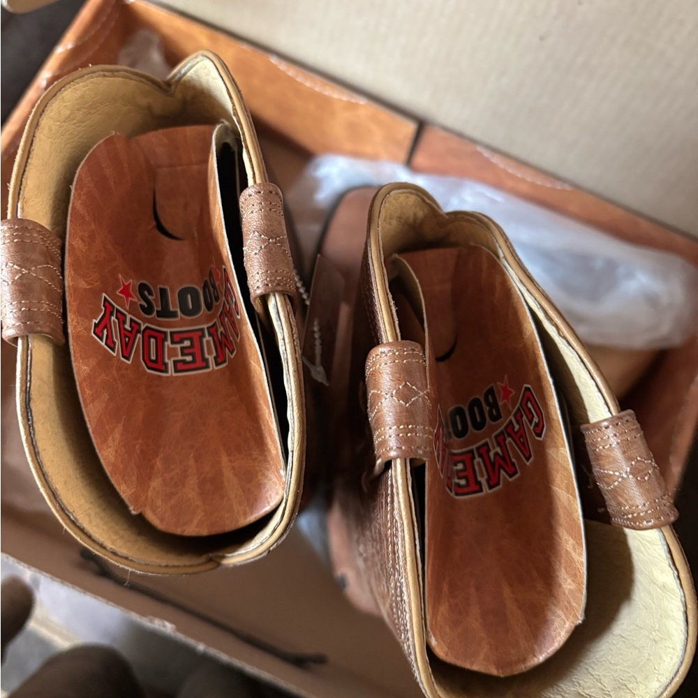 Game day LSU Louisiana State embroidered Brown leather Boots 10D-nib - Picture 6 of 10